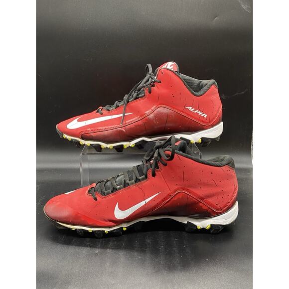 NIKE ALPHA SHARK MEN\'S Size 14 FOOTBALL CLEATS 719952-610 Red Black White EUC main image 6
